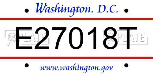 E27018T District Of Columbia License Plate