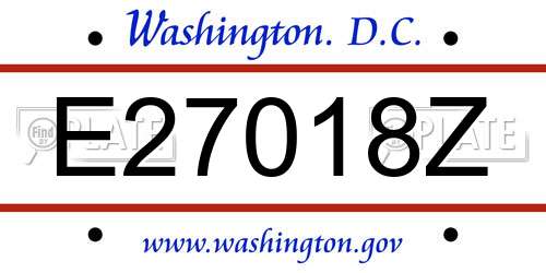E27018Z District Of Columbia License Plate