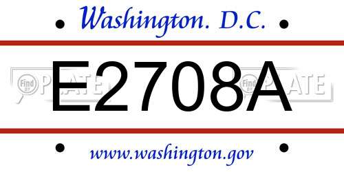 E2708A District Of Columbia License Plate