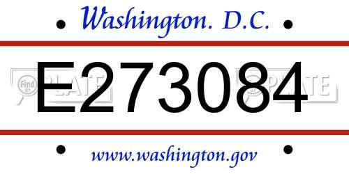 E273084 District Of Columbia License Plate
