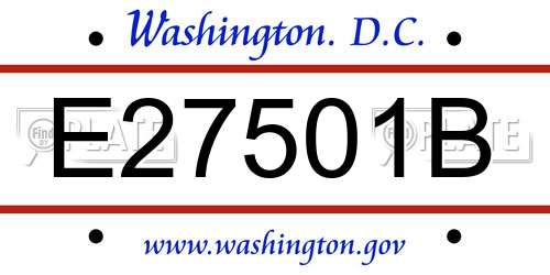 E27501B District Of Columbia License Plate