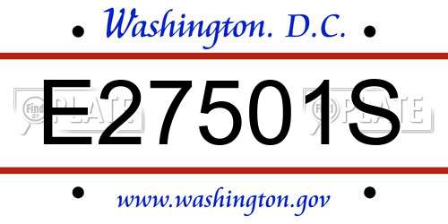 E27501S District Of Columbia License Plate