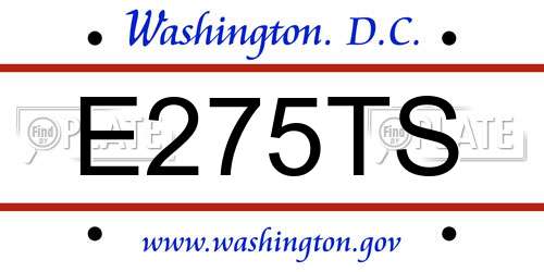 E275TS District Of Columbia License Plate