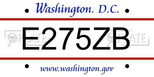 E275ZB District Of Columbia License Plate