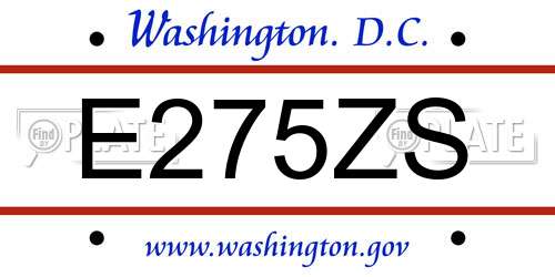 E275ZS District Of Columbia License Plate