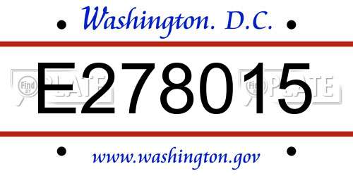 E278015 District Of Columbia License Plate