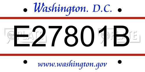 E27801B District Of Columbia License Plate