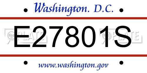 E27801S District Of Columbia License Plate