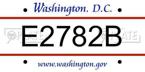 E2782B District Of Columbia License Plate