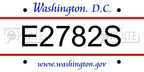 E2782S District Of Columbia License Plate