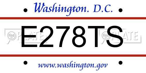E278TS District Of Columbia License Plate