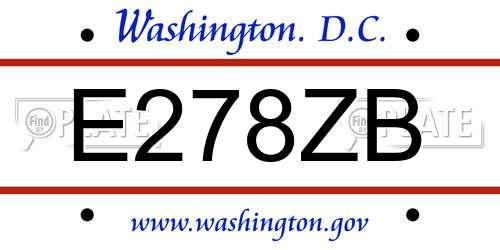 E278ZB District Of Columbia License Plate