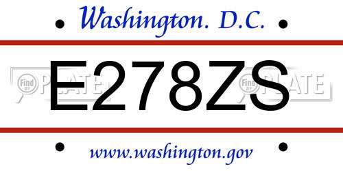 E278ZS District Of Columbia License Plate
