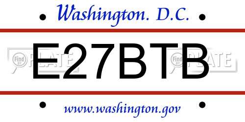 E27BTB District Of Columbia License Plate