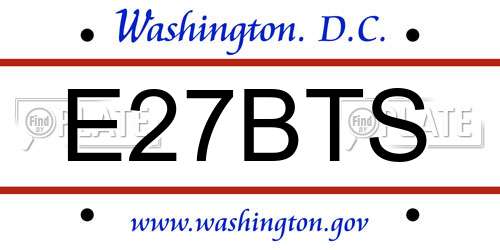 E27BTS District Of Columbia License Plate