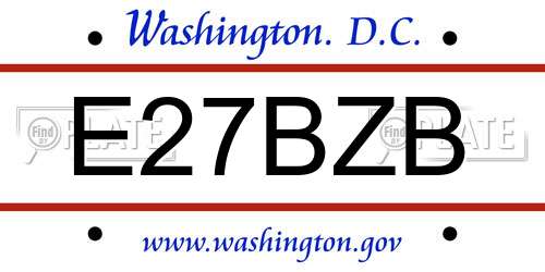 E27BZB District Of Columbia License Plate