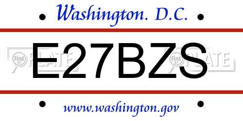 E27BZS District Of Columbia License Plate