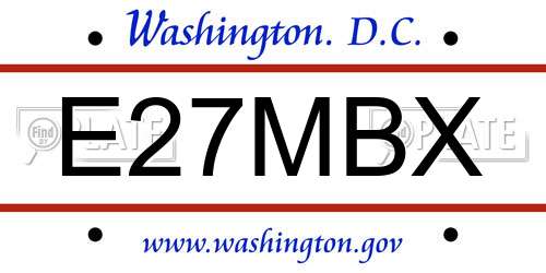 E27MBX District Of Columbia License Plate