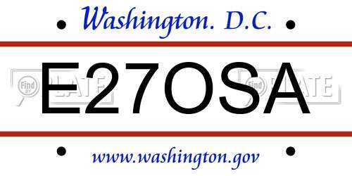 E27OSA District Of Columbia License Plate