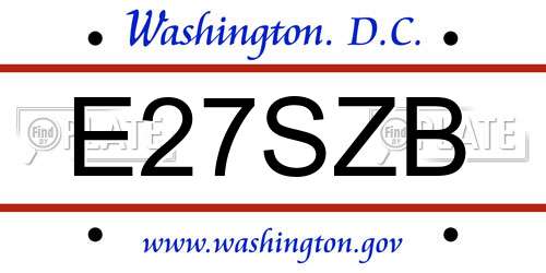 E27SZB District Of Columbia License Plate