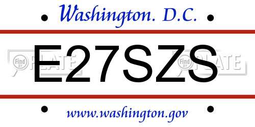 E27SZS District Of Columbia License Plate