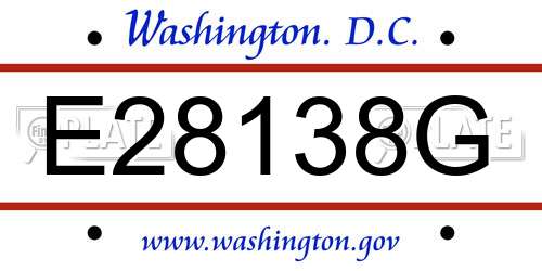 E28138G District Of Columbia License Plate