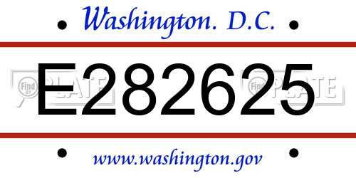E282625 District Of Columbia License Plate