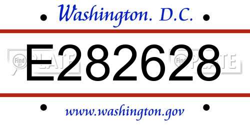 E282628 District Of Columbia License Plate