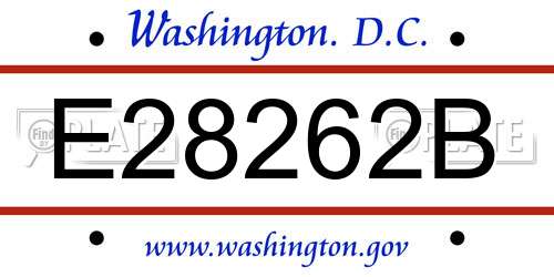 E28262B District Of Columbia License Plate