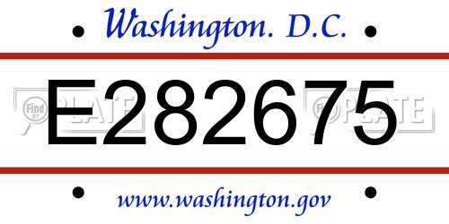 E282675 District Of Columbia License Plate