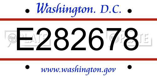 E282678 District Of Columbia License Plate