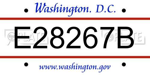E28267B District Of Columbia License Plate