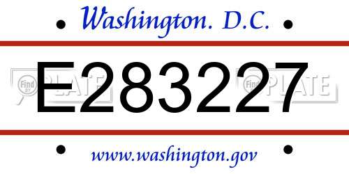 E283227 District Of Columbia License Plate