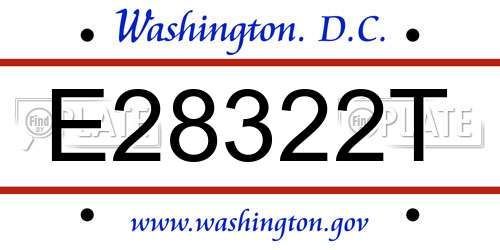 E28322T District Of Columbia License Plate