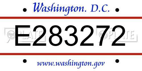 E283272 District Of Columbia License Plate