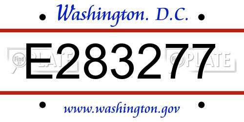 E283277 District Of Columbia License Plate