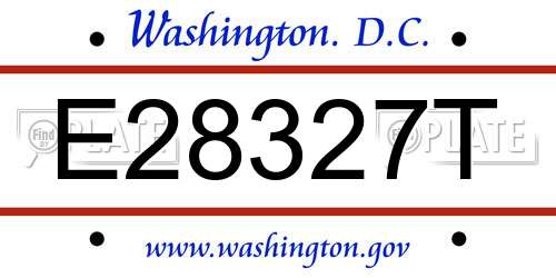 E28327T District Of Columbia License Plate