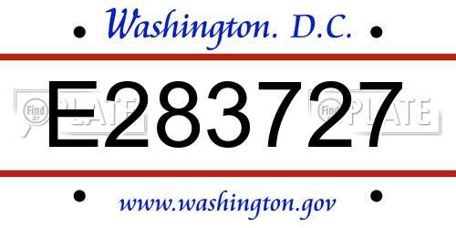 E283727 District Of Columbia License Plate