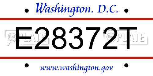 E28372T District Of Columbia License Plate