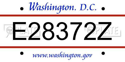 E28372Z District Of Columbia License Plate
