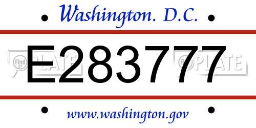 E283777 District Of Columbia License Plate