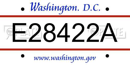 E28422A District Of Columbia License Plate