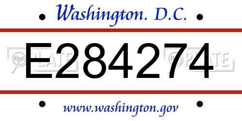 E284274 District Of Columbia License Plate