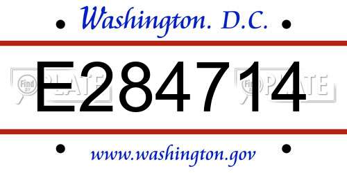 E284714 District Of Columbia License Plate