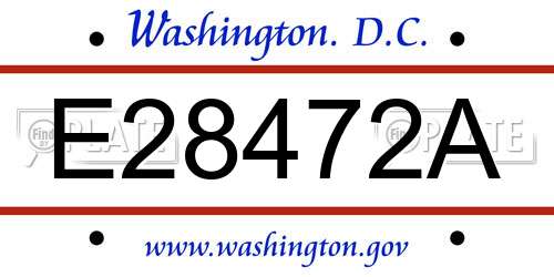 E28472A District Of Columbia License Plate