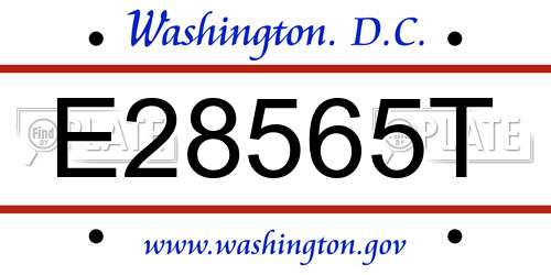 E28565T District Of Columbia License Plate