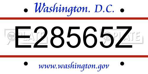 E28565Z District Of Columbia License Plate