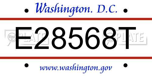 E28568T District Of Columbia License Plate