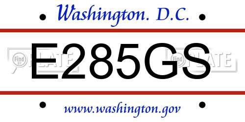 E285GS District Of Columbia License Plate