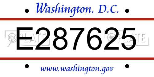 E287625 District Of Columbia License Plate